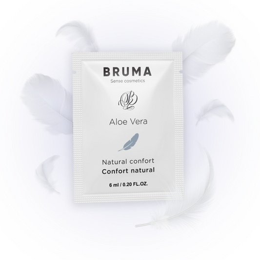 Gel di aloe vera naturale BRUMA, scorrevole e confortevole, in tubo da 6 ml, per lenire e idratare la pelle.