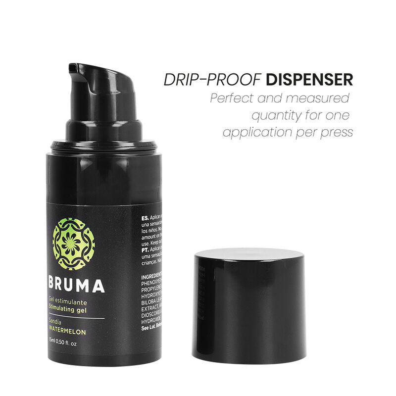 Balsamo intensificante BRUMA gusto anguria in bottiglia da 15 ml, ideale per migliorare il sapore e la freschezza.