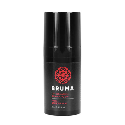 Balsamo intensificante al gusto fragola di BRUMA, bottiglia da 15 ml, con etichetta e dettagli del prodotto visibili.