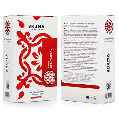 Balsamo intensificante BRUMA gusto fragola in confezione da 15 ml, ideale per migliorare il sapore e la sensazione in bocca.