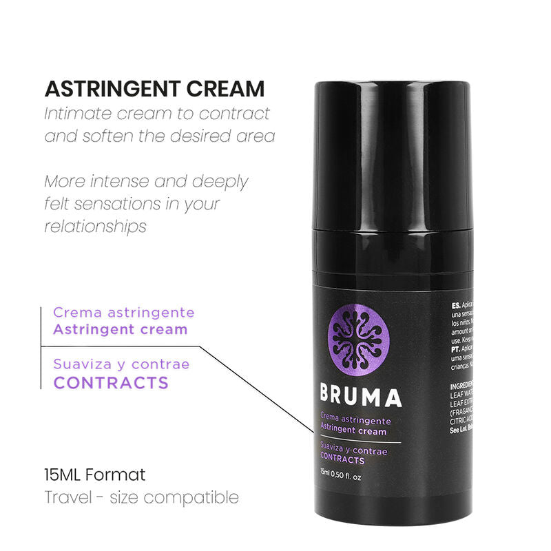 Crema astringente BRUMA Ultra Scorrevole da 15 ml, confezione con tubo di crema visibile, adatta a pelli sensibili.