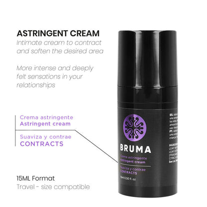 Crema astringente BRUMA Ultra Scorrevole da 15 ml, confezione con tubo di crema visibile, adatta a pelli sensibili.