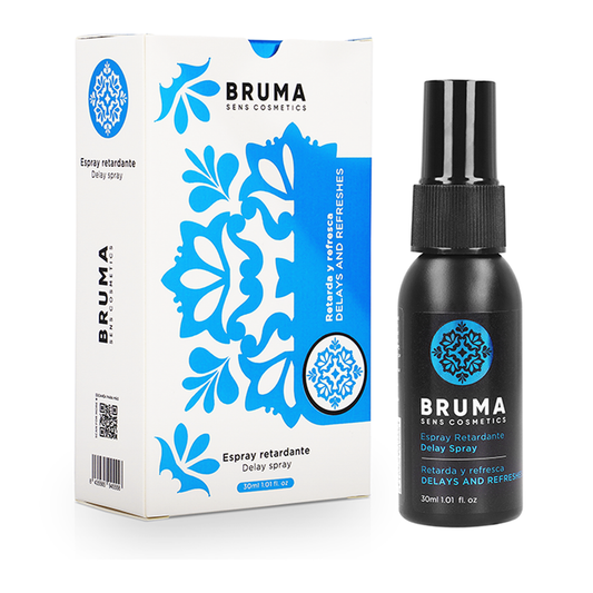 Spray ritardante e rinfrescante BRUMA da 30 ml, bottiglia con spray, per freschezza e comfort.