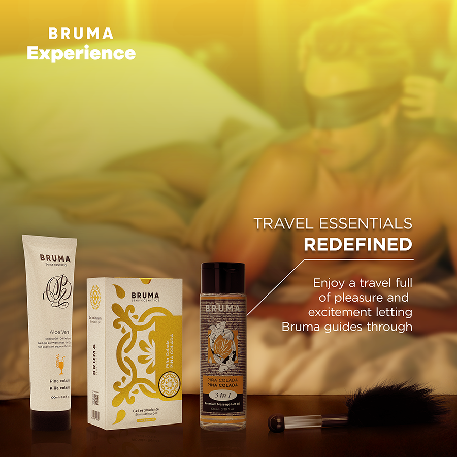 Bruma Xperience Dolce Pacco Tentazione Pina Colada con potenziatore di orgasmo, confezione con prodotto e istruzioni.