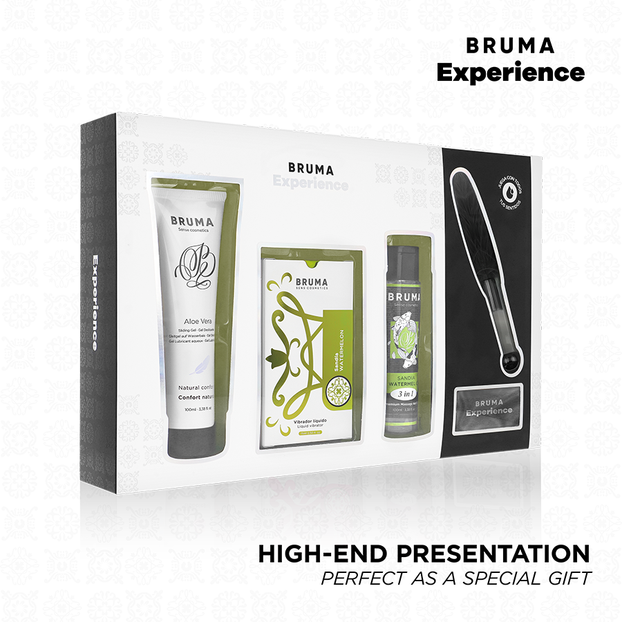 Kit BRUMA XPERIENCE Dolce Tentazione Anguria con stimolatore vibrante e design elegante, ideale per piacere e relax.