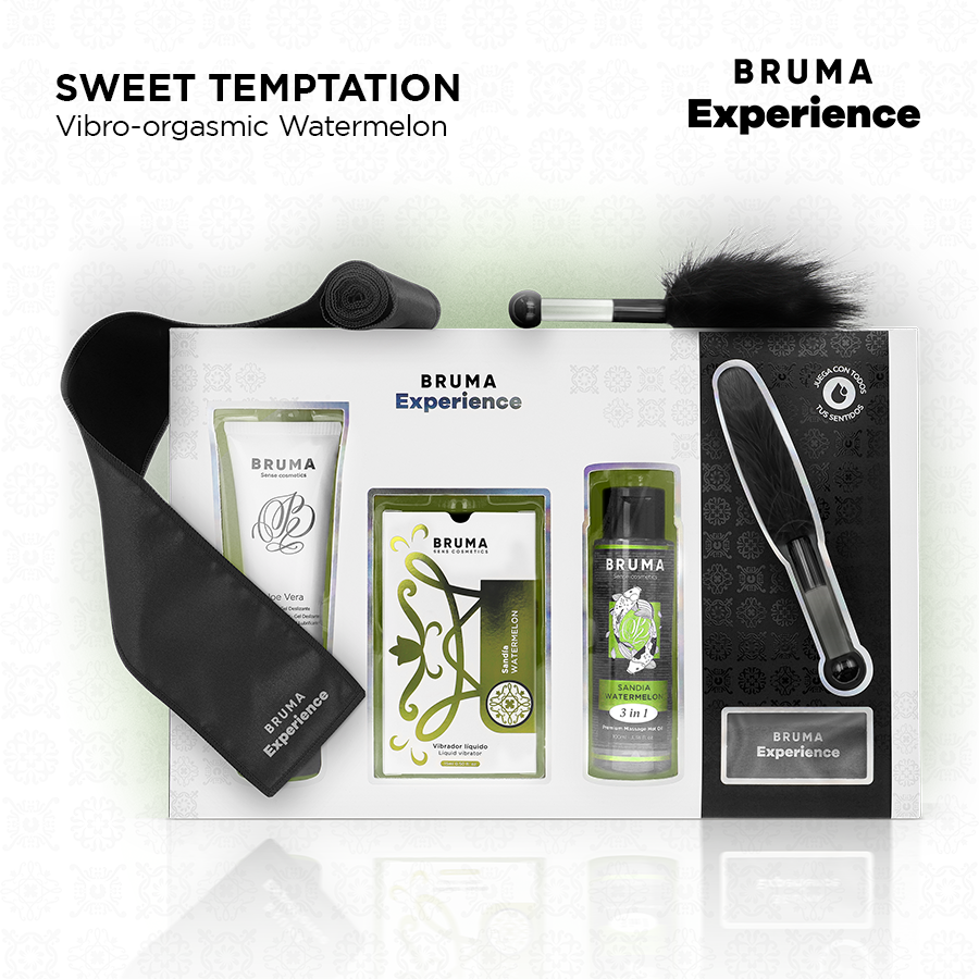 Kit BRUMA XPERIENCE Dolce Tentazione Anguria con vibro-orgasmica, include dettagli realistici e funzionalità sensoriali.