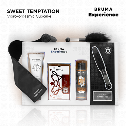 Kit BRUMA XPERIENCE Dolce Tentazione, torta americana vibrante e stimolante, con dettagli visivi dell'imballaggio e della confezione