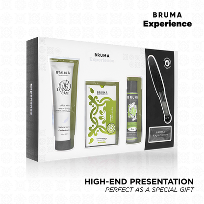 Kit tentazione dolce anguria di BRUMA XPERIENCE con potenziatore di orgasmo, include gel e lubrificante per momenti intimi.