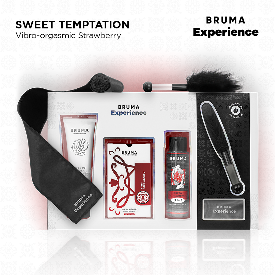 Kit tentazione vibratoria BRUMA XPERIENCE con fragola, dispositivo per orgasmi dolci e stimolazione sensoriale, immagine del prodotto.