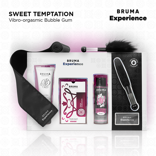 Kit vibro-orgasmico BRUMA XPERIENCE con gomme dolci, include dispositivi per stimolazione e piacere sensoriale.