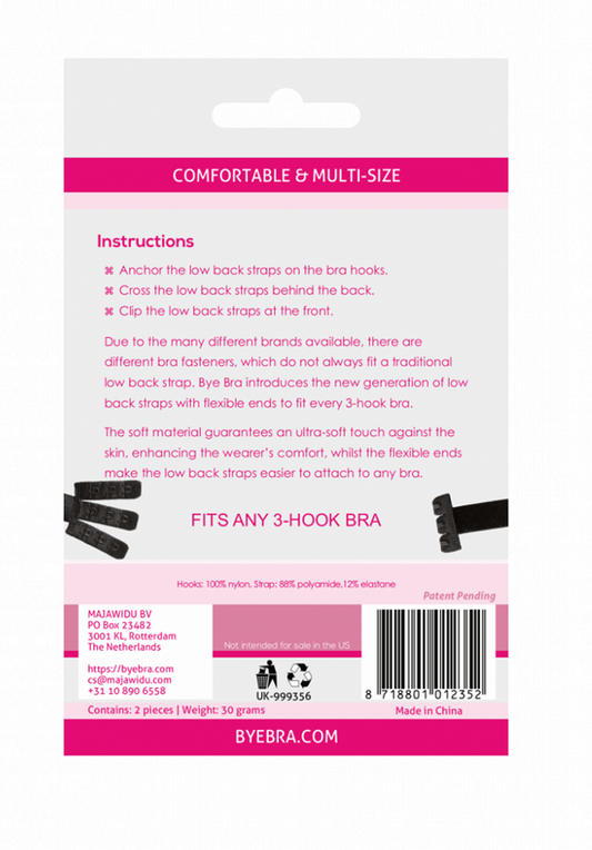Adattatore per reggiseno aperto sulla schiena BYE-BRA, nero e bianco, accessori per reggiseni, dispositivo per supporto e comfort