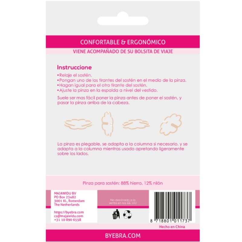 Clip per reggiseno BYE BRA, accessorio pratico e invisibile, in colori neutri per migliorare comfort e supporto.