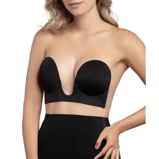 Reggiseno senza maniglie BYE-BRA in nero, coppa A, design comodo e senza cuciture, adatto per un supporto discreto e naturale.