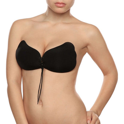 Lingerie push-up BYE-BRA Lace-It in nero con coppa A, dettagli in pizzo e design valorizzante, vista frontale.