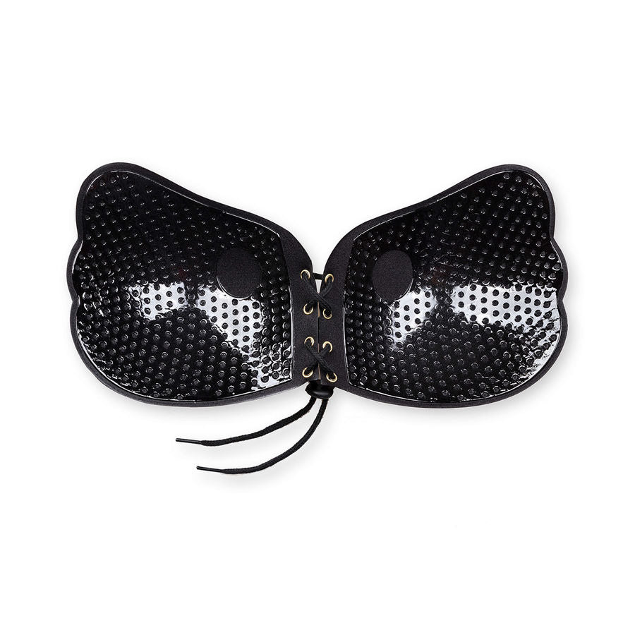 Reggiseno push-up nero BYE-BRA Lace-It con coppa C, dettagli in pizzo e design valorizzante, su sfondo neutro.