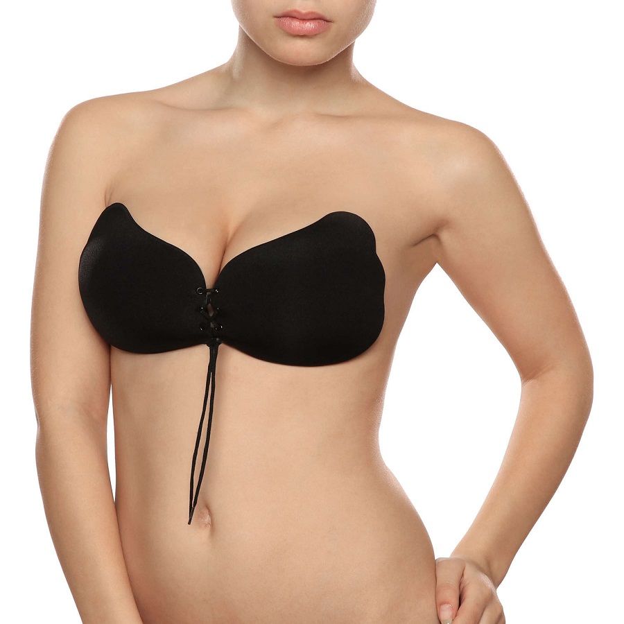 Soutien-gorge push-up BYE BRA Lace-It in nero con coppa D, con dettagli in pizzo e design valorizzante.