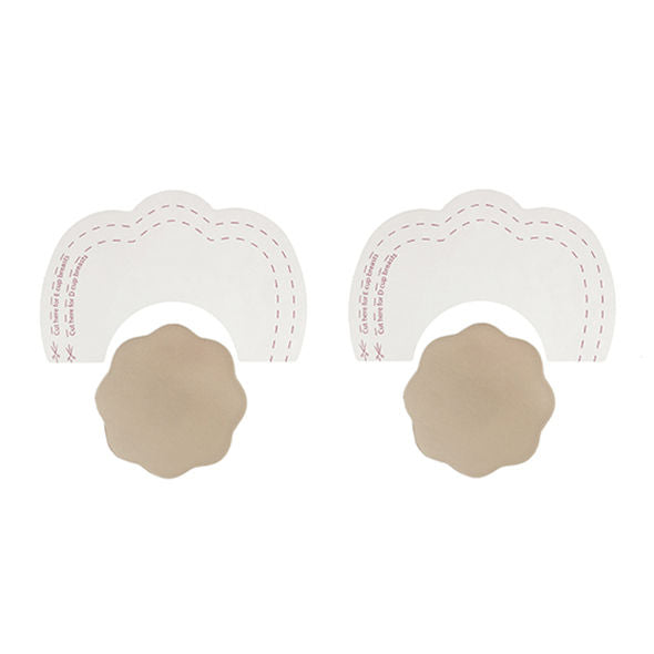 Seno con reggiseno volumizzante BYE-BRA TAPES con copri capezzoli in silicone, coppa D/F, visibile in dettaglio.