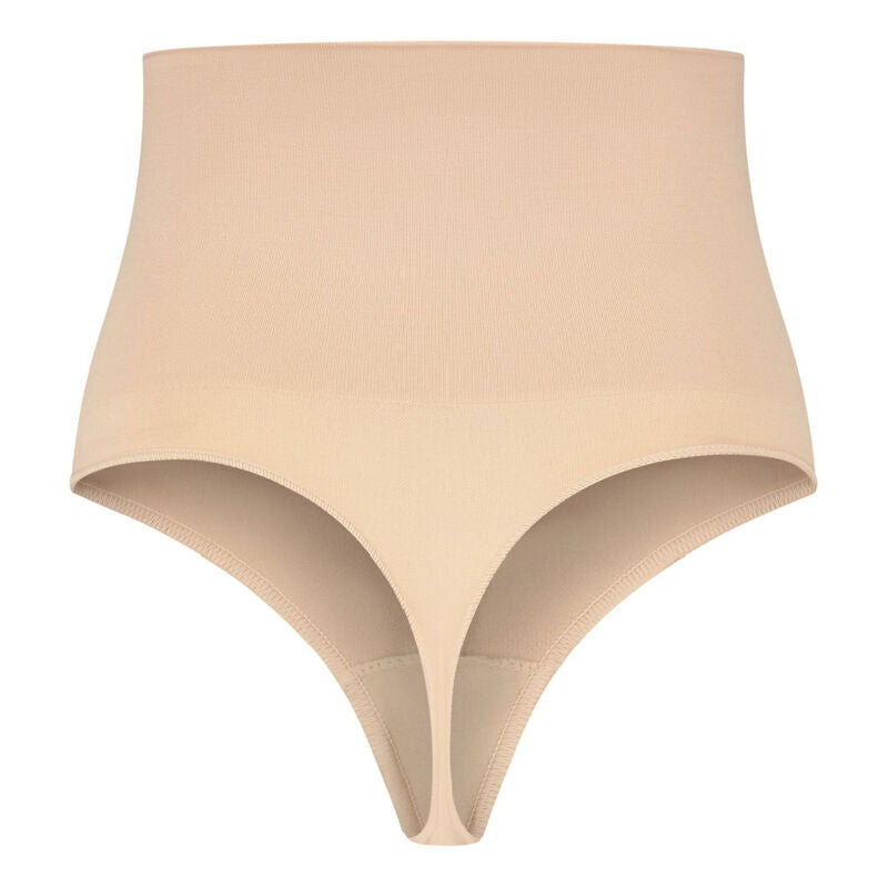 Fascia senza cuciture BYE-BRA in stile perizoma beige, morbida e confortevole, visibile in questa immagine.