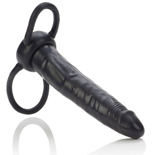 Penetratore doppio nero CALEXOTICS Accommodator, stimolatore in silicone con design ergonomico e doppio foro.