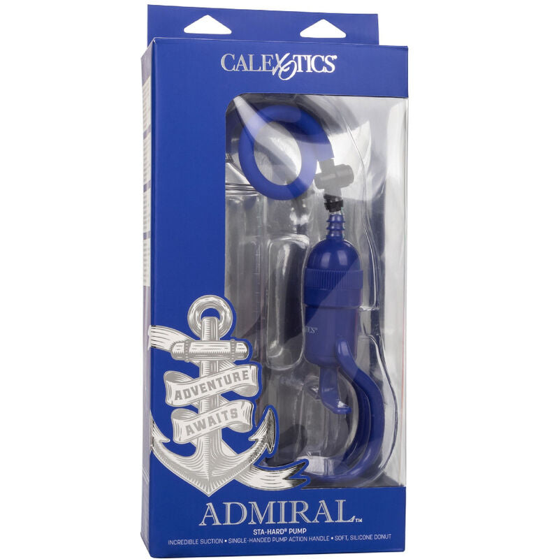 Pompa di erezione CALEXOTICS ADMIRAL STA-HARD, dispositivo per migliorare le prestazioni sessuali, visibile in primo piano.