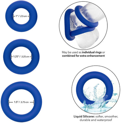 Set di anelli blu CALEXOTICS ADMIRAL, design elegante e resistente, ideale per il piacere personale, con dettagli di alta qualità.