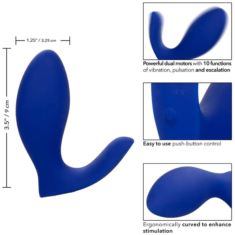 Stimolatore e vibratore per la prostata CALEXOTICS Admiral, modello blu, con design ergonomico e superficie liscia.