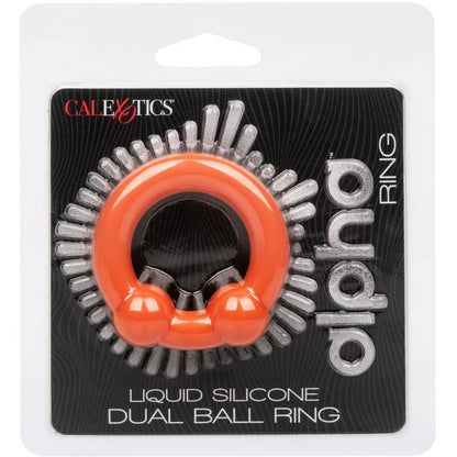 Anello CALEXOTICS Alpha Dual Ball di colore arancione, dettagliato e in primo piano, mostrato con sfondo neutro.