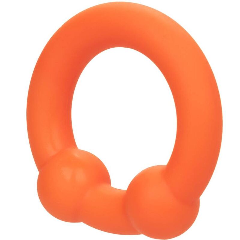 Anello CALEXOTICS Alpha Dual Ball arancione in metallo con dettagli rotondi, vista frontale su sfondo neutro.