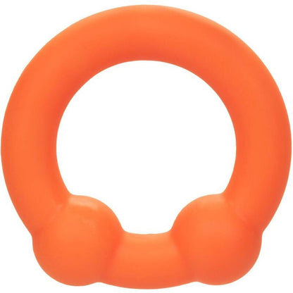 Anello dual ball CALEXOTICS Alpha di colore arancione, mostrato in primo piano con dettagli metallici.