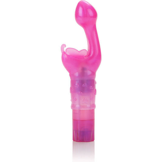 Calexotics Bacio Farfalla Bacio Rosa, sex toy rosa con design a farfalla, dettagli sensuali e materiali morbidi, vista frontale.
