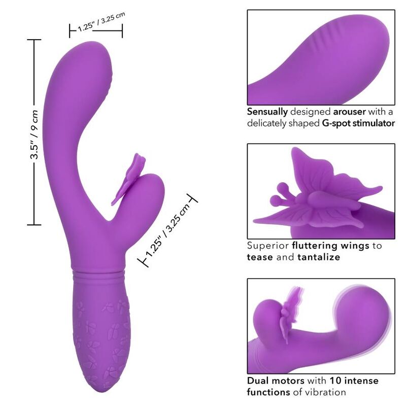 Calexotics Bacio Farfalla Flutter Viola, vibratore con design a farfalla e colori viola, elegante e stimolante.