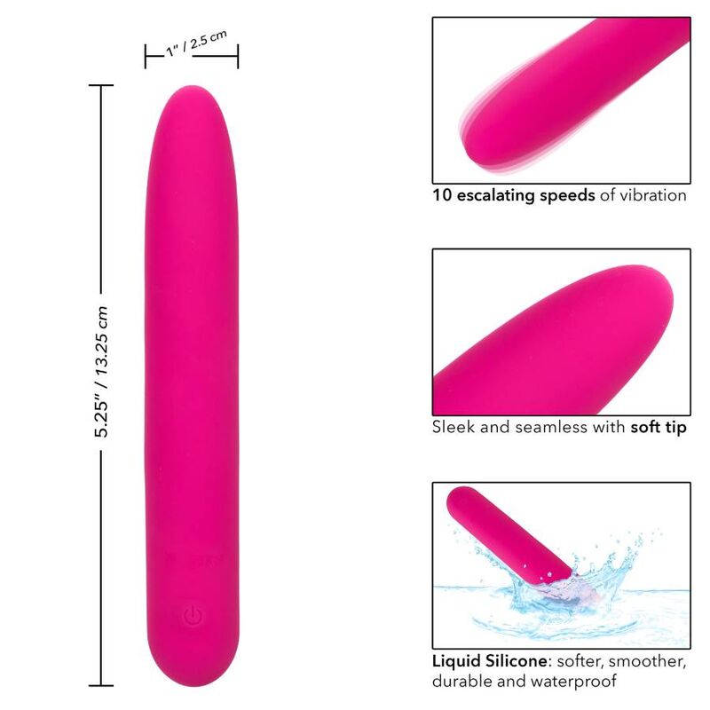 Calexotics Bliss Vibe Rosa, vibratore rosa in silicone con design ergonomico e dettagli eleganti, visibile in primo piano.