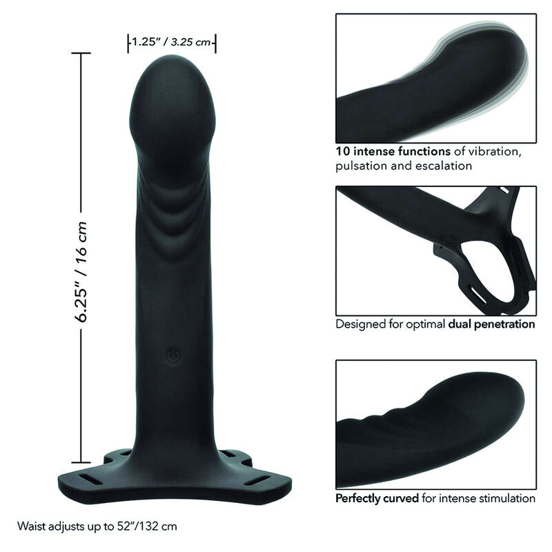 Immagine di un arnesse multiuso ricaricabile CALEXOTICS Boundless Arness in silicone nero.