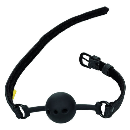Calexotics Boundless Ball Gag traspirante in silicone nero, con cinturino regolabile e design discreto, per giochi BDSM sicuri.