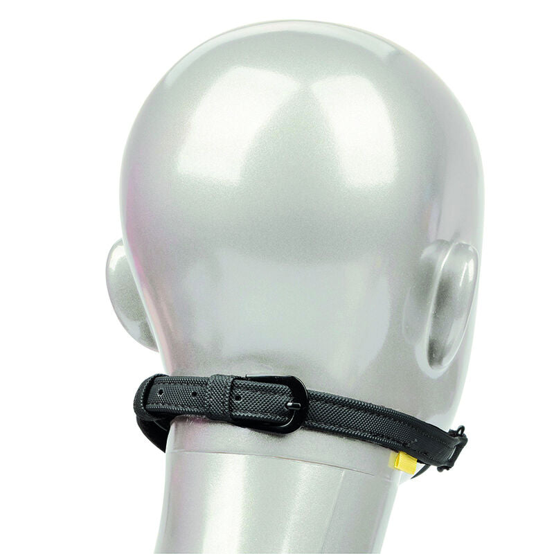 Sfera da soffocamento CALEXOTICS Boundless Ball Gag traspirante, in silicone nero, con cinturino regolabile e fori di ventilazione.