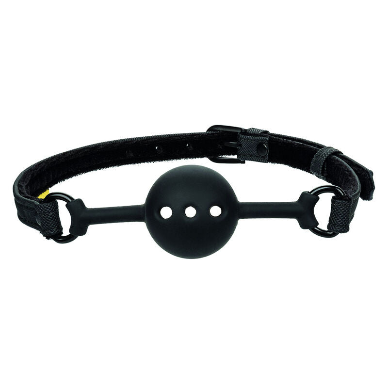 Calexotics Boundless Ball Gag traspirante in silicone nero con cinturino regolabile, accessorio BDSM per gioco sicuro e confortevole