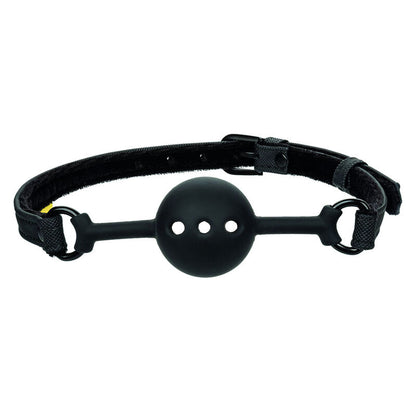 Calexotics Boundless Ball Gag traspirante in silicone nero con cinturino regolabile, accessorio BDSM per gioco sicuro e confortevole