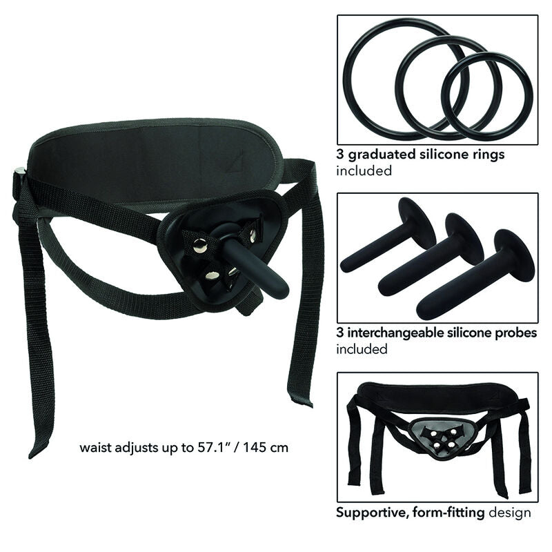 Set di pegging in silicone CALEXOTICS Boundless Kit, con accessori per gioco di ruolo e piacere anale, di alta qualità e sicuro.