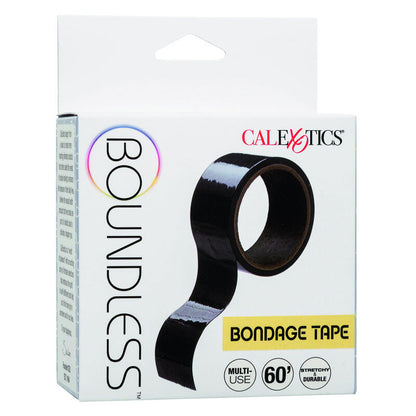 Nastro bondage nero CALEXOTICS Boundless Bondage, morbido e resistente, aperto su una superficie liscia.