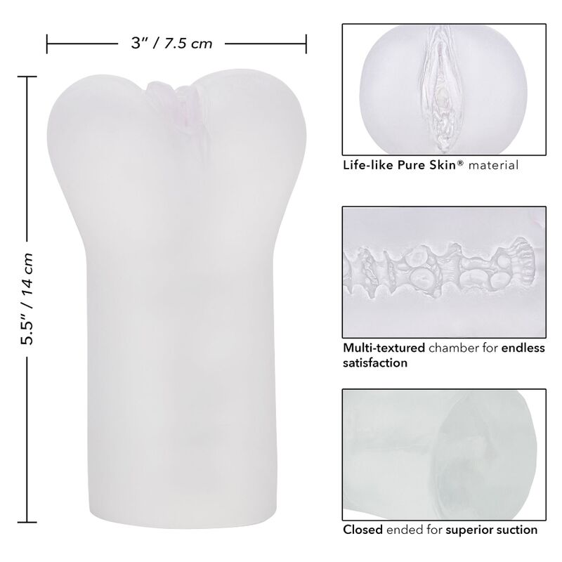Stroker vulva trasparente CALEXOTICS Boundless, dettagli realistici e design ergonomico, visibile nell'immagine.