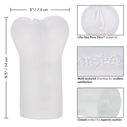 Stroker vulva trasparente CALEXOTICS Boundless, dettagli realistici e design ergonomico, visibile nell'immagine.