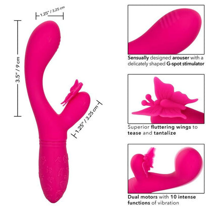 Calexotics Butterfly Kiss Flutter rosa, vibratore a farfalla con design elegante e dettagli rosa, ideale per stimolazione sensuale.