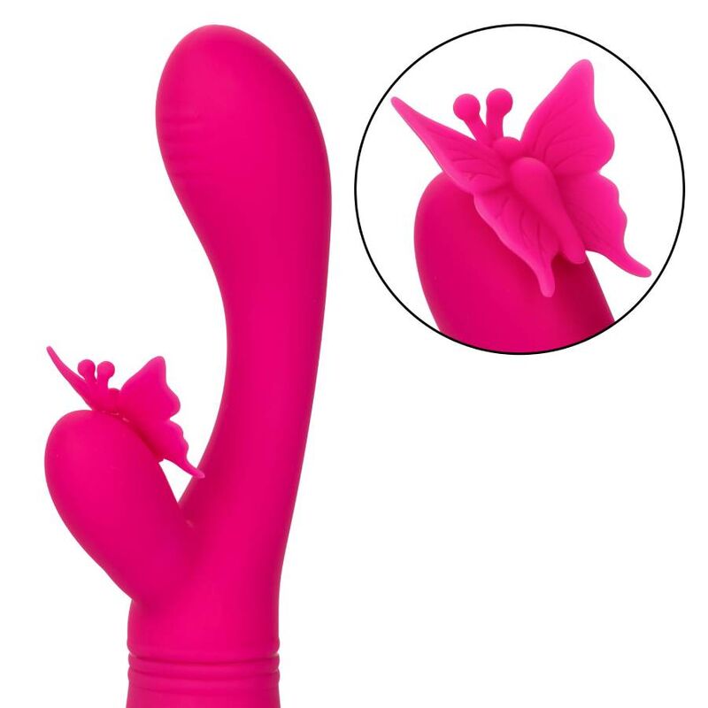 Calexotics Butterfly Kiss Flutter rosa, giocattolo vibrante con design a farfalla, ideale per stimolazione e piacere personale.