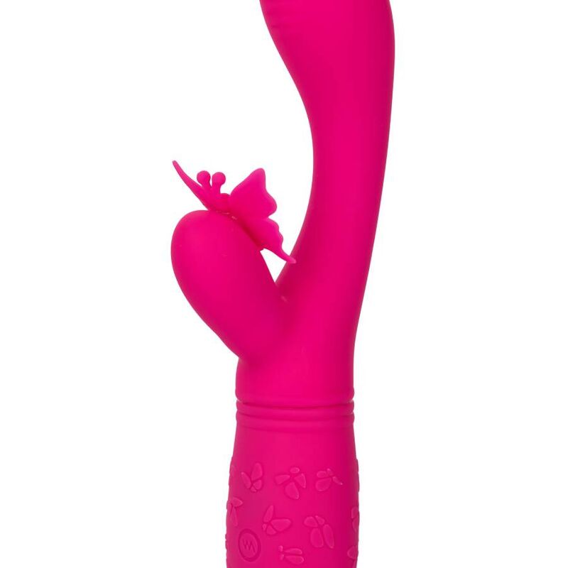 Calexotics Butterfly Kiss Flutter rosa, sex toy con design a farfalla e movimento vibrante, per stimolazione sensuale.
