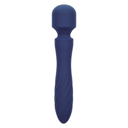Massaggiatore doppio motore CALEXOTICS Charisma Mystique, 12 funzioni, viola, dimensioni 20,5 x 4,5 cm, con pulsanti.