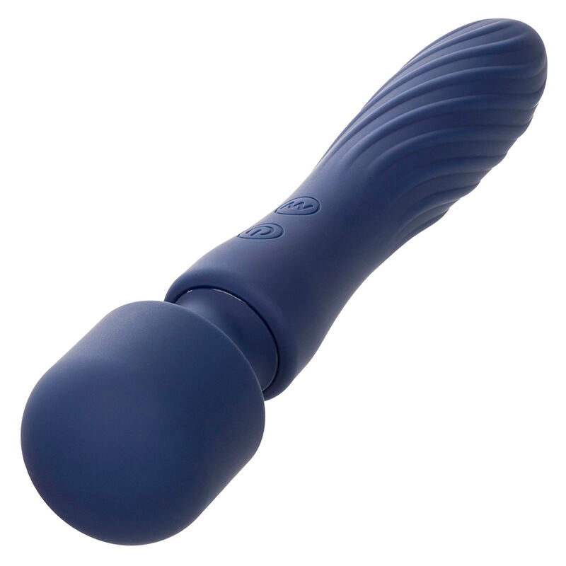 Massaggiatore doppio motore Calexotics Charisma Mystique viola con 12 funzioni, dimensioni 20,5x4,5 cm, design elegante e moderno.