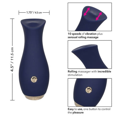 Massaggiatore Chic Tulip di Calexotics, dispositivo azzurro con design ergonomico, ideale per rilassare e stimolare i sensi.