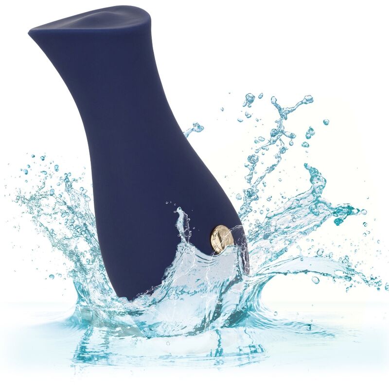 Massaggiatore Chic Tulip di Calexotics, dispositivo blu per massaggi rilassanti, con design a forma di tulipano.