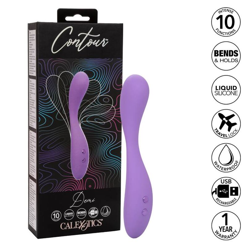 Calexotics Contour Demi Viola, dildo realistico in silicone viola con dettagli anatomici, morbido e flessibile.