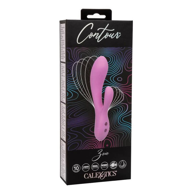 Contenuto della confezione CALEXOTICS Contour Zoie Rosa, vibratore rosa con design ergonomico e dettagli eleganti.